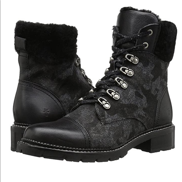Frye Shoes - Worn once. Frye Samantha hiker in black camo